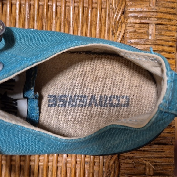 Converse Turquoise Sneakers with Decorative Laces Sz 7.5 Gently Loved - Picture 3 of 8